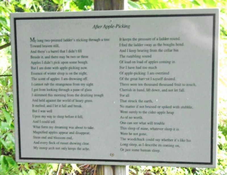 <i>After Apple Picking</i> Marker along the "Poetry and Nature Trail" image. Click for full size.