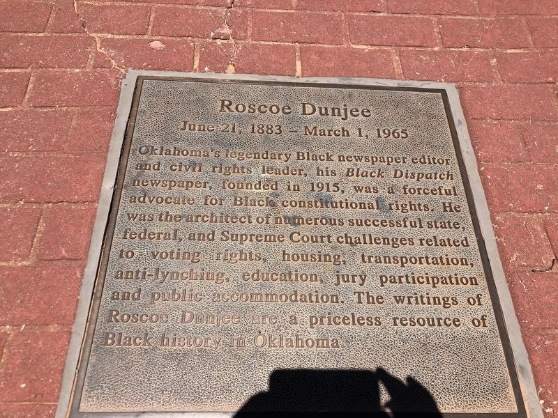 Roscoe Dunjee Marker. Click for full size. Roscoe Dunjee Marker image. Click for full size.