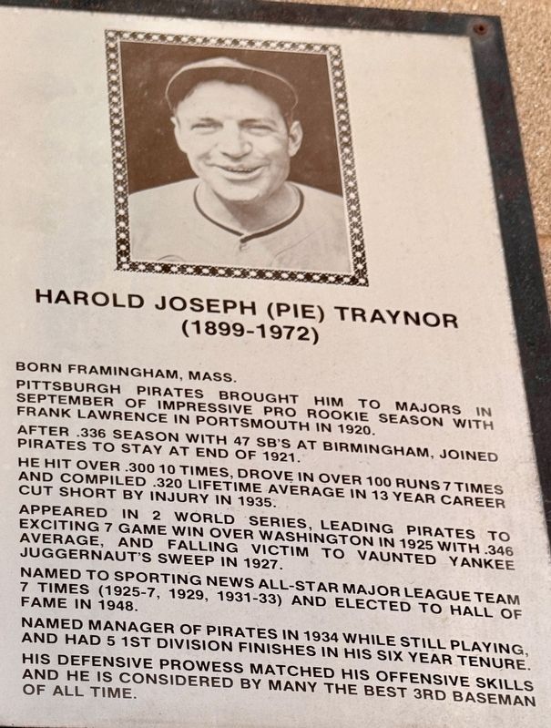 Harold Joseph (Pie) Traynor Marker image. Click for full size.