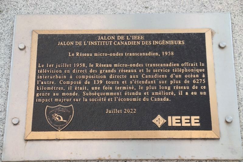 IEEE Milestone Marker - French panel image. Click for full size.