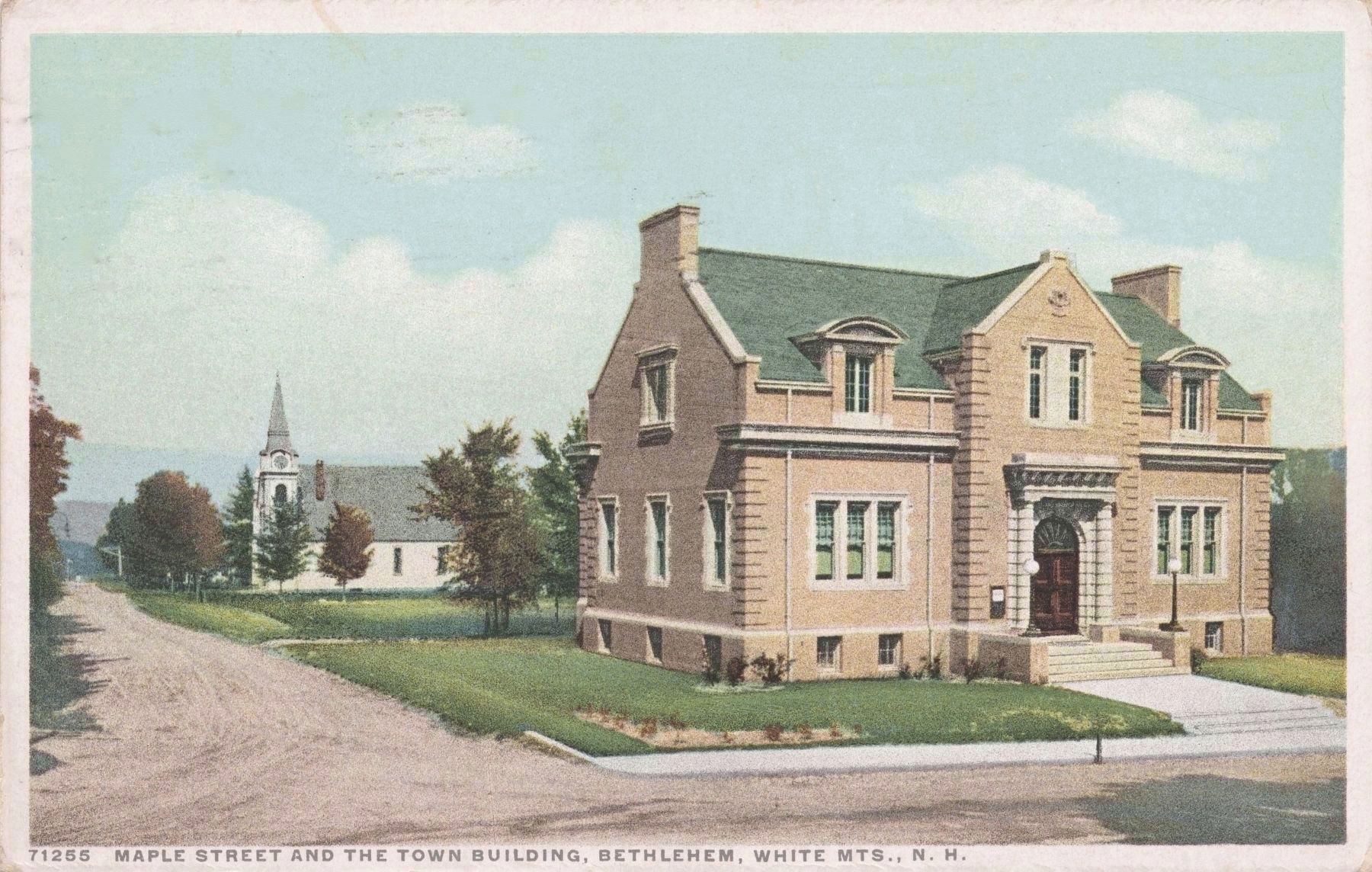 Maple Street and the Town Building, Bethlehem, White Mts., N.H. Postcard. Click for full size. Maple Street and the Town Building, Bethlehem, White Mts., N.H. Postcard image. Click for full size.