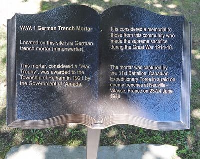 W.W. 1 German Trench Mortar - Marker. Click for full size. W.W. 1 German Trench Mortar - Marker image. Click for full size.