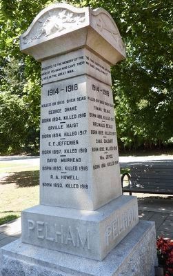 Pelham Cenotaph - south side (left) and east side image. Click for full size.