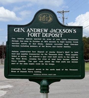 Gen. Andrew Jackson's Fort Deposit Marker image. Click for full size.