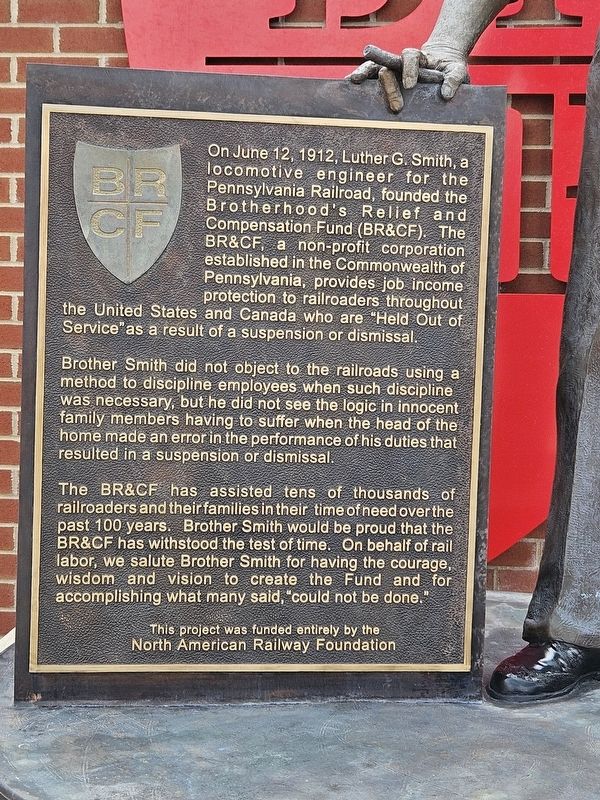 Brotherhood's Relief & Compensation Fund Marker image. Click for full size.