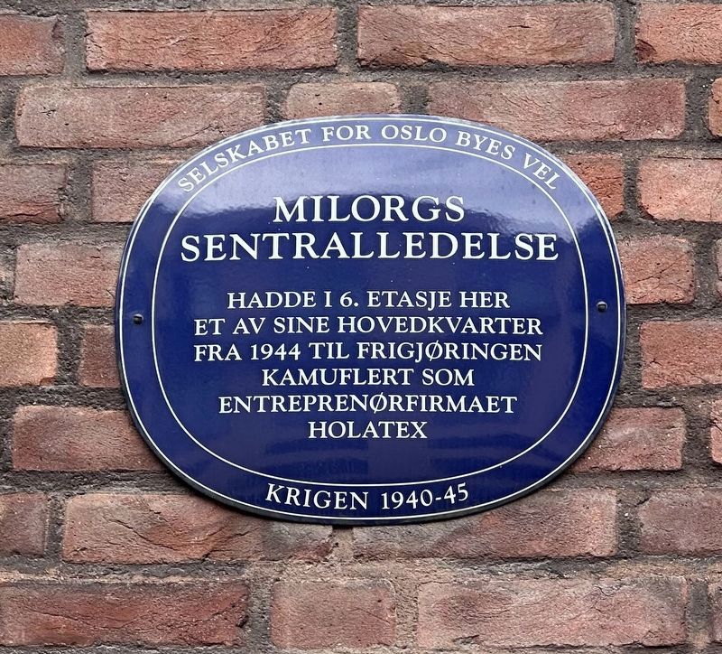 Milorgs Sentralledelse / Milorg's Central Headquarters Marker image. Click for full size.