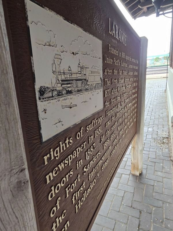 Missing Laramie Marker against the depot. Click for full size. Missing Laramie Marker against the depot image. Click for full size.