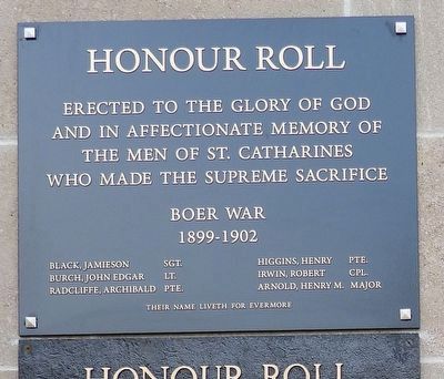 St. Catharines Honour Roll - Boer War - Marker image. Click for full size.