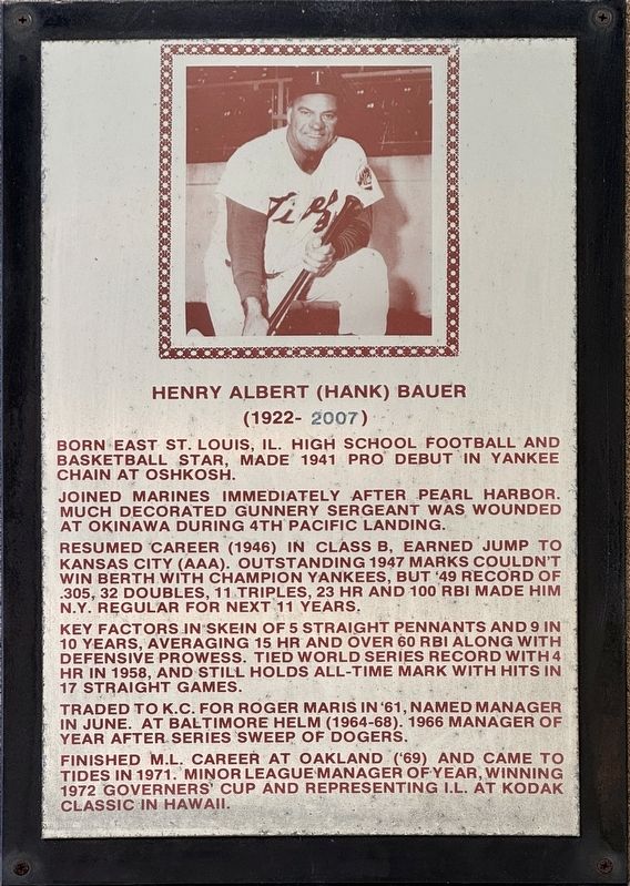 Henry Albert (Hank) Bauer Marker image. Click for full size.