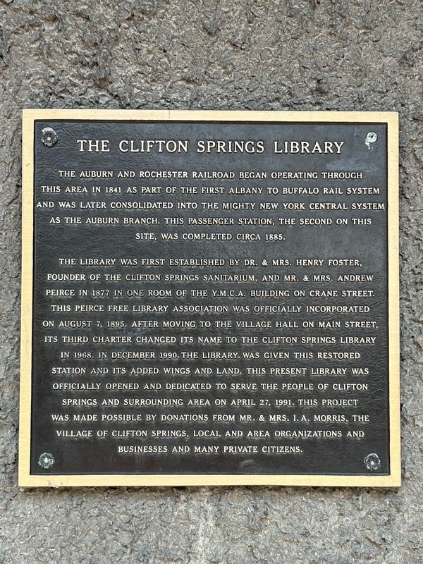 The Clifton Springs Library Marker image. Click for full size.