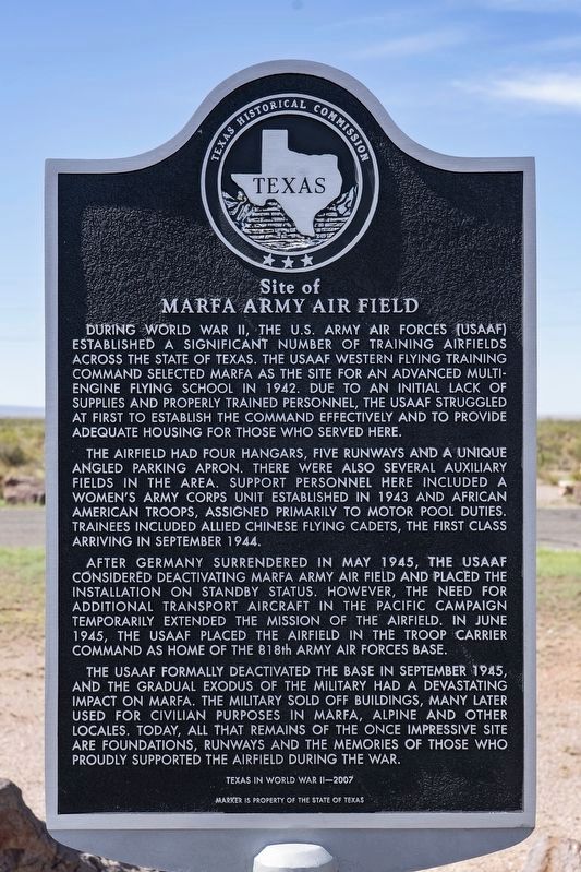 Site of Marfa Army Air Field Marker image. Click for full size.
