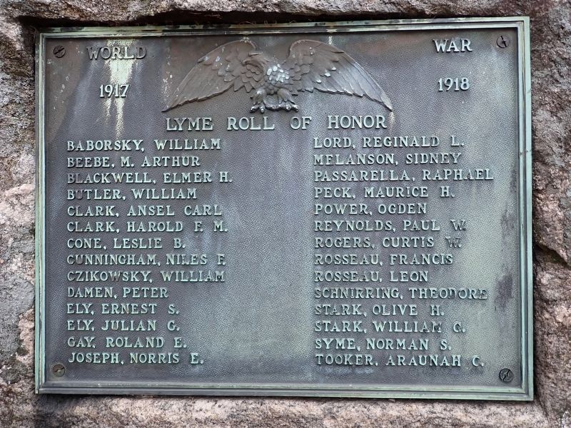Lyme Roll of Honor Marker. Click for full size. Lyme Roll of Honor Marker image. Click for full size.