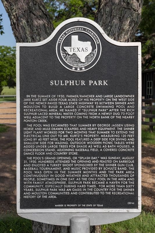 Sulphur Park Marker. Click for full size. Sulphur Park Marker image. Click for full size.