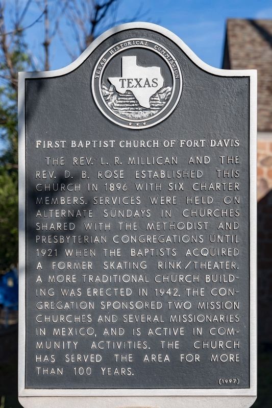 First Baptist Church of Fort Davis Marker image. Click for full size.
