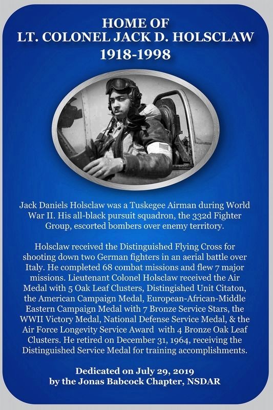 LT. COLONEL JACK D. HOLSCLAW Marker. Click for full size. LT. COLONEL JACK D. HOLSCLAW Marker image. Click for full size.