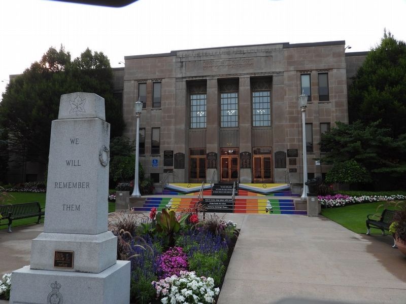 St. Catharines City Hall - Marker in context. Click for full size. St. Catharines City Hall - Marker in context image. Click for full size.