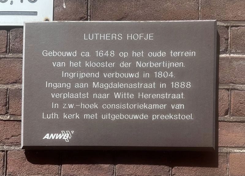 Luthers Hofje / Lutheran Almshouse Marker image. Click for full size.