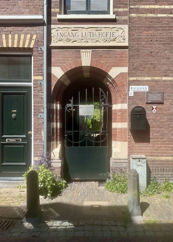 Luthers Hofje / Lutheran Almshouse Marker image. Click for full size.