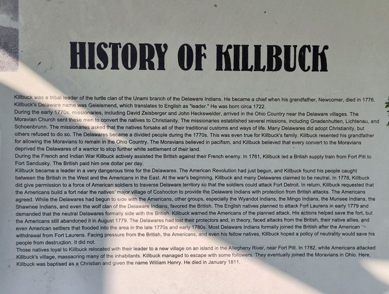 History of Killbuck Marker image. Click for full size.