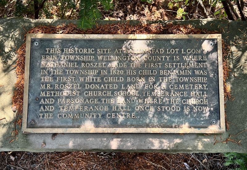 Nathaniel Roszel, First Settlement in Erin Township Marker image. Click for full size.