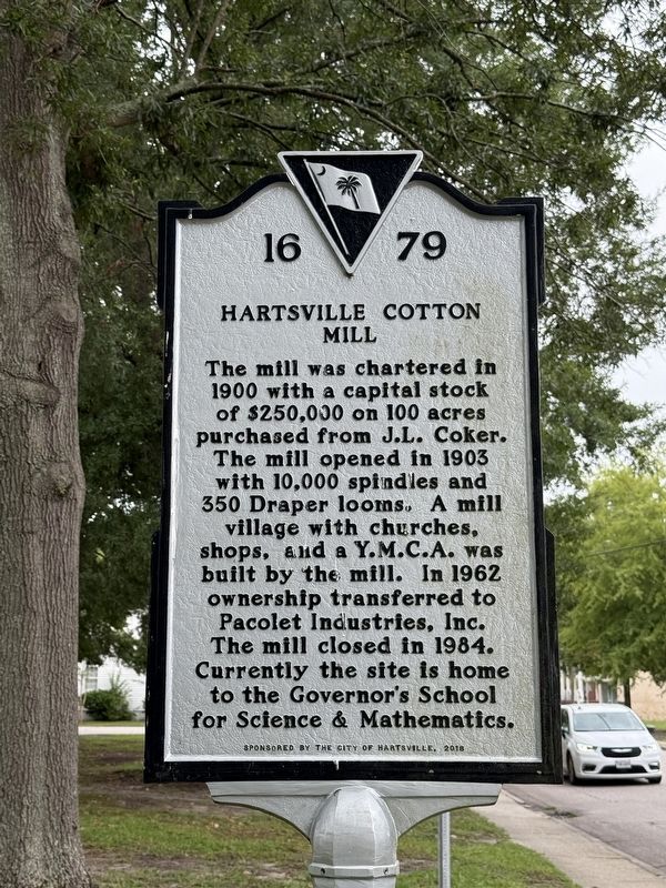 Hartsville Cotton Mill Marker image. Click for full size.