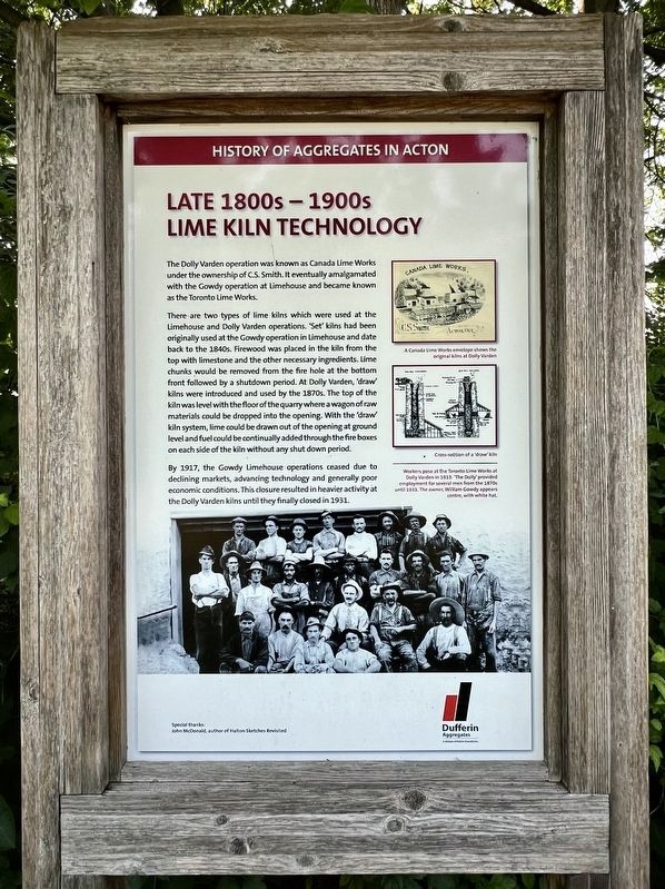 Late 1800s - 1900s Lime Kiln Technology Marker image. Click for full size.