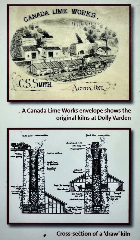 Late 1800s - 1900s Lime Kiln Technology marker photos and captions detail image. Click for full size.