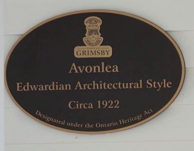 Avonlea - Edwardian Architectural Style - Circa 1922 - Marker image. Click for full size.