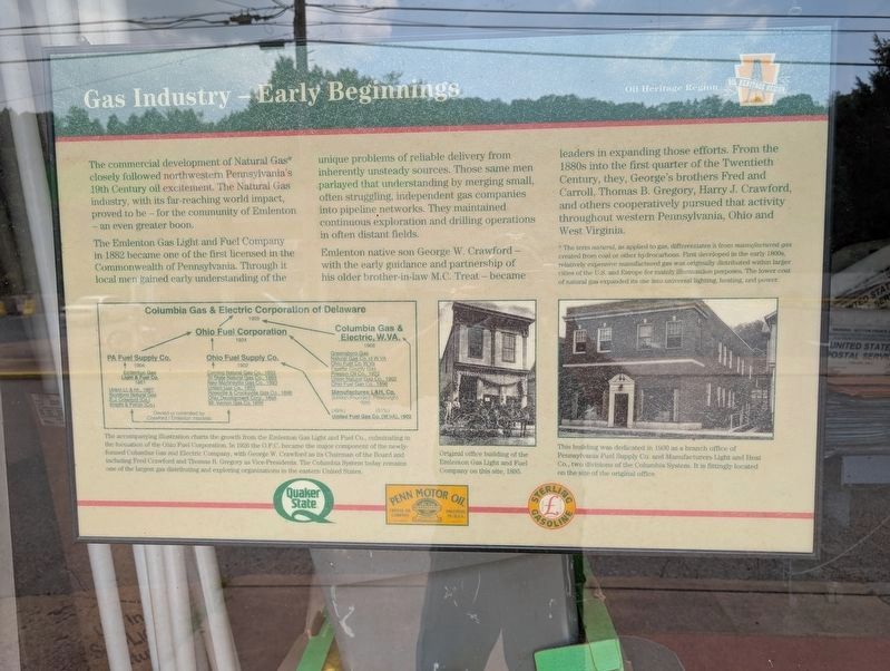 Gas Industry - Early Beginnings Marker image. Click for full size.