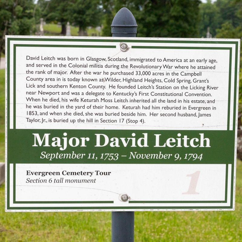 Major David Leitch Marker image. Click for full size.