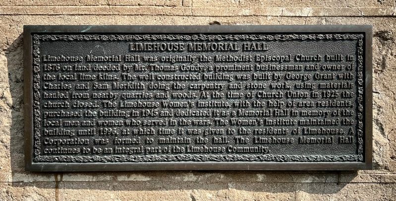 Limehouse Memorial Hall Marker image. Click for full size.