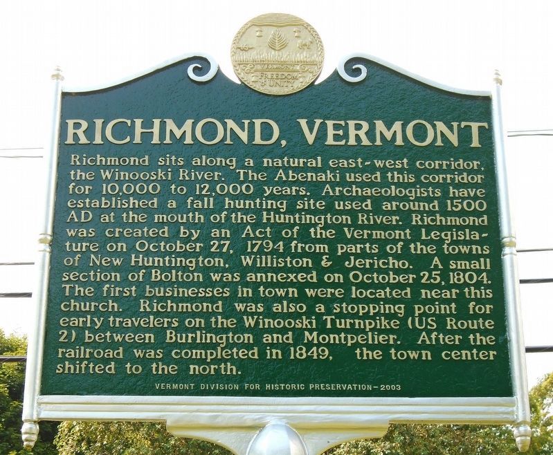 The Round Church / Richmond, Vermont Marker image. Click for full size.