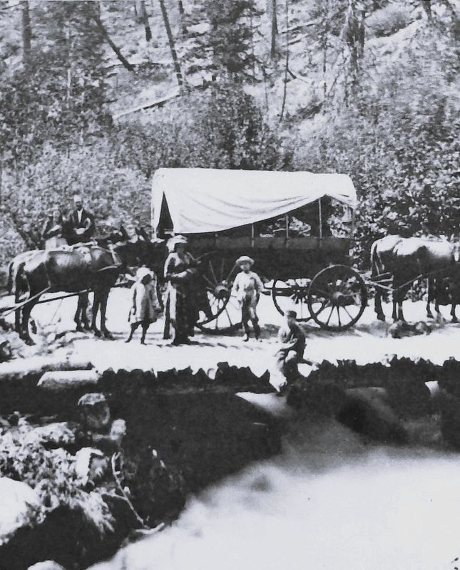 Marker detail: �Going to the Lakes � Upper Arkansas River�, September 1874 image. Click for full size.