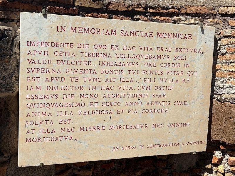 In Memoriam Sanctae Monnicae / In Memory of the Sacred Monk Marker. Click for full size. In Memoriam Sanctae Monnicae / In Memory of the Sacred Monk Marker image. Click for full size.