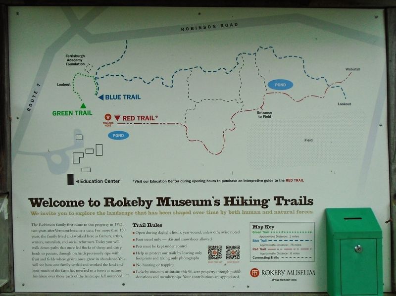 Welcome to Rokeby Museum's Hiking Trails Marker image. Click for full size.