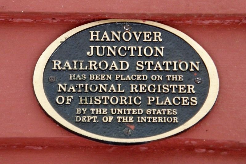 Hanover Junction Railroad Station plaque image. Click for more information.
