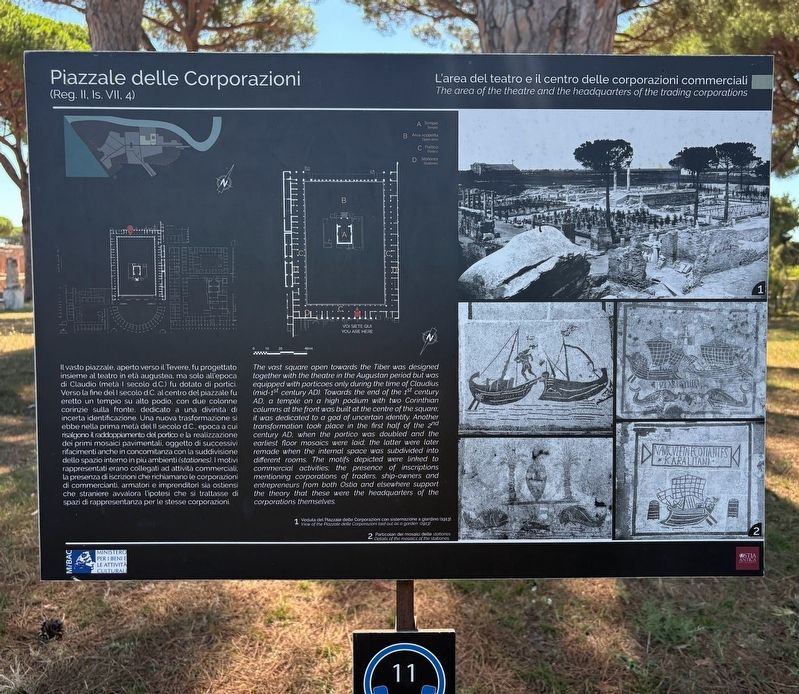 Piazzale delle Corporazioni / Square of the Corporations Marker. Click for full size. Piazzale delle Corporazioni / Square of the Corporations Marker image. Click for full size.