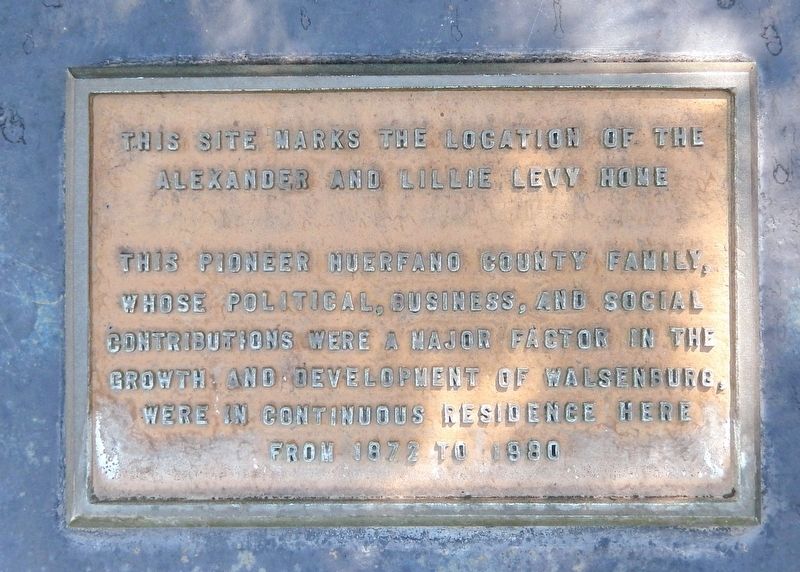 Alexander and Lillie Levy Home Site Marker. Click for full size. Alexander and Lillie Levy Home Site Marker image. Click for full size.