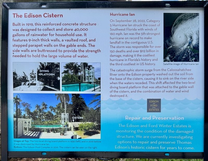 The Edison Cistern Marker. Click for full size. The Edison Cistern Marker image. Click for full size.