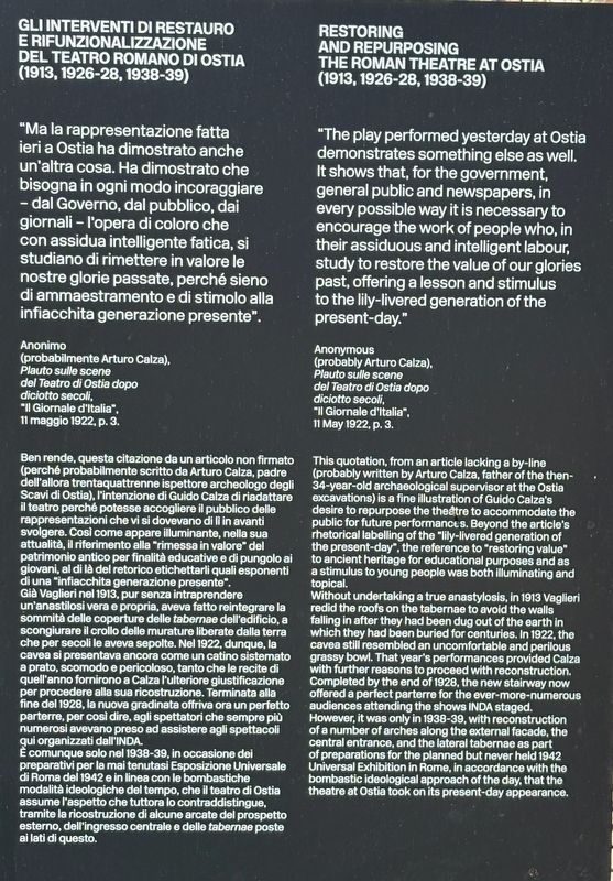 Gli Interventi ii Restauro e Rifunzionalizzazione del Teatro Romano di Ostia Marker image. Click for full size.