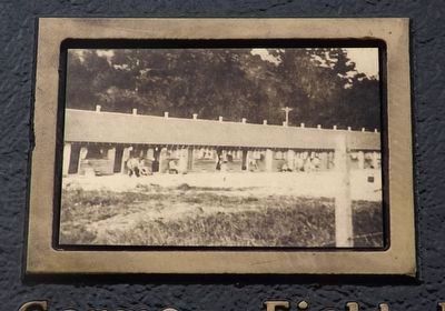 Marker photo: The main barracks of the Liberty POW Camp. Click for full size. Marker photo: The main barracks of the Liberty POW Camp image. Click for full size.