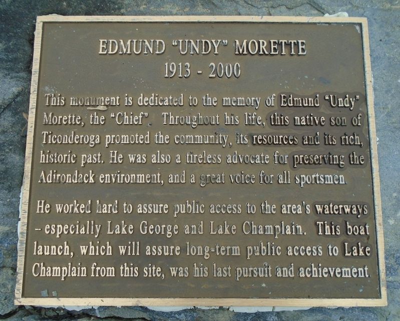Edmund "Undy" Morette Marker. Click for full size. Edmund "Undy" Morette Marker image. Click for full size.