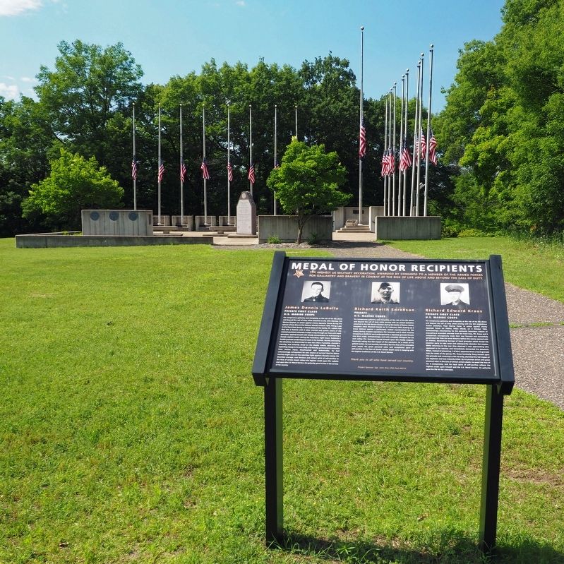 Medal of Honor Recipients Marker facing the Anoka County Veterans Memorial image. Click for full size.