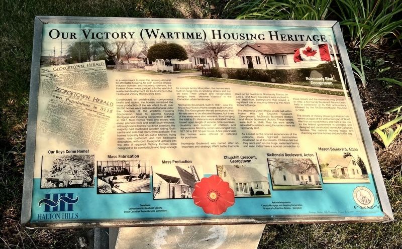 Our Victory (Wartime) Housing Heritage Marker image. Click for full size.