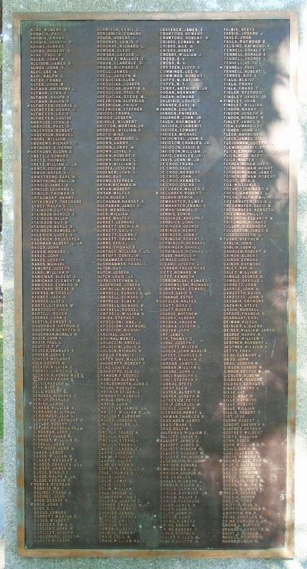 World War II Field of Honor Marker Panel 1. Click for full size. World War II Field of Honor Marker Panel 1 image. Click for full size.
