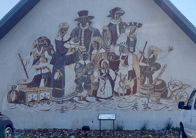Sgraffito: Immigrants Arriving in the New World - closer in. Click for full size. Sgraffito: Immigrants Arriving in the New World - closer in image. Click for full size.