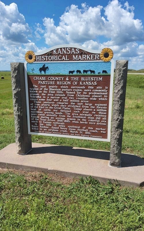 Chase County & The Bluestem Pasture Region of Kansas Marker. Click for full size. Chase County & The Bluestem Pasture Region of Kansas Marker image. Click for full size.