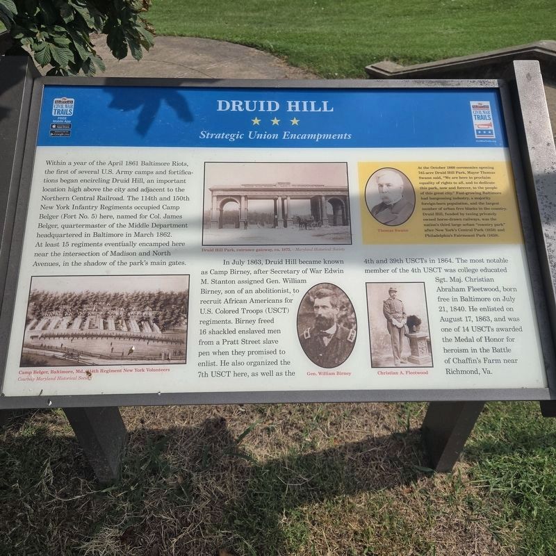 Druid Hill Marker. Click for full size. Druid Hill Marker image. Click for full size.