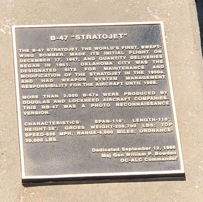 B-47 �Stratojet� Marker image. Click for full size.