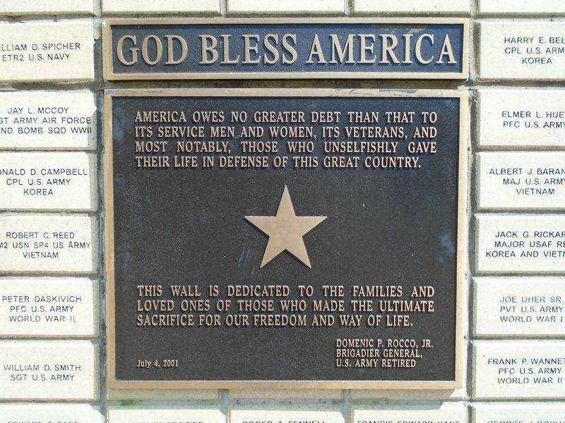Indiana County War Memorial Wall Dedication Marker image. Click for full size.